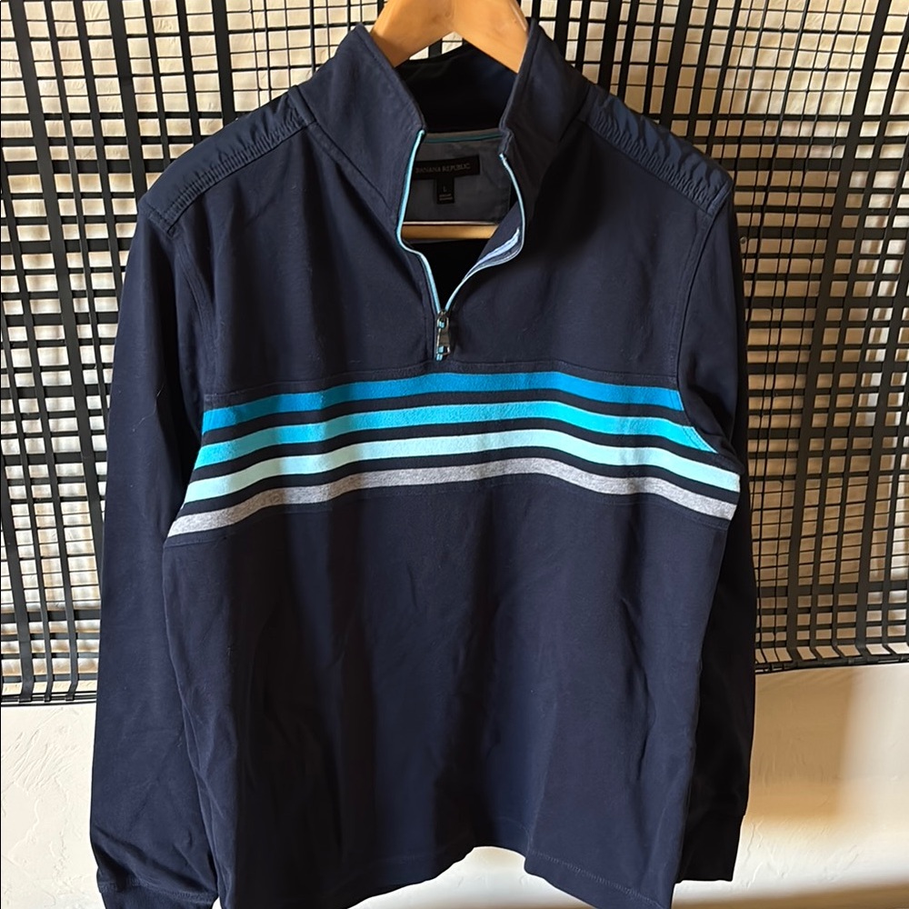 Banana Republic Navy Quarter-Zip Pullover